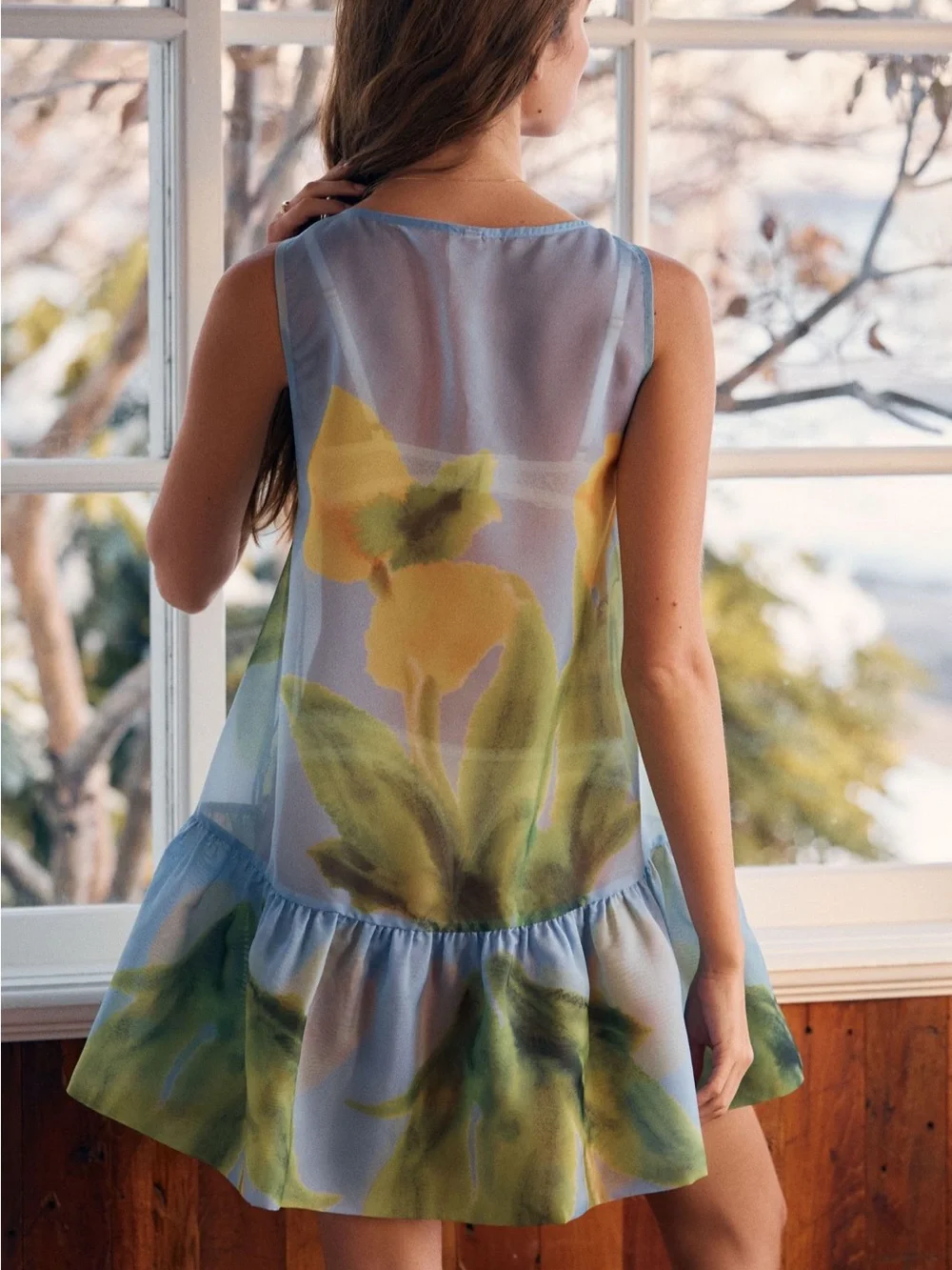 Anthropologie LyreBird Printed Organza Chemise